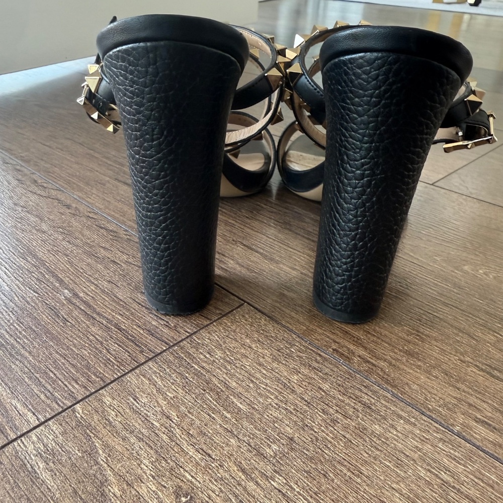 Valentino Black Leather Rockstud Ankle-Strap Heels - Picture 4 of 6